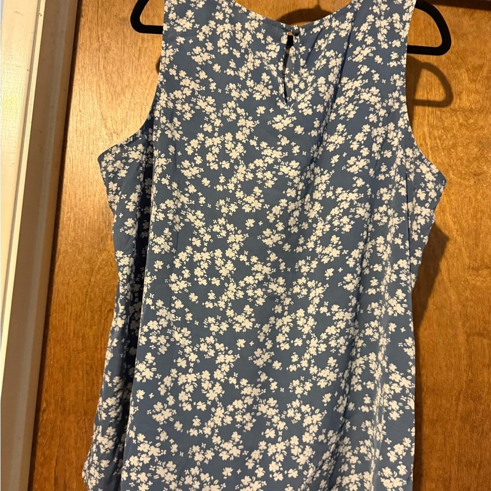 Floral Sleeveless Blue Top - Picture 2 of 5